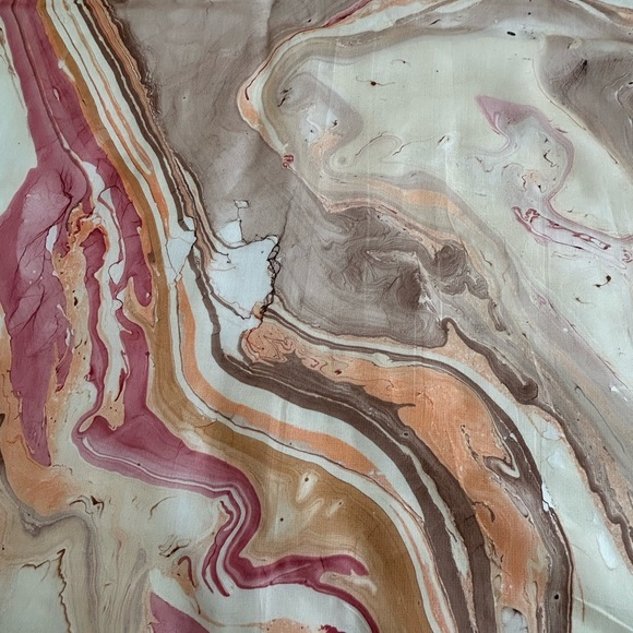 •Hand painted Handmade Silk Fringed Boho Scarf Wrap NWOT 41”x42” Made in India - Picture 11 of 14